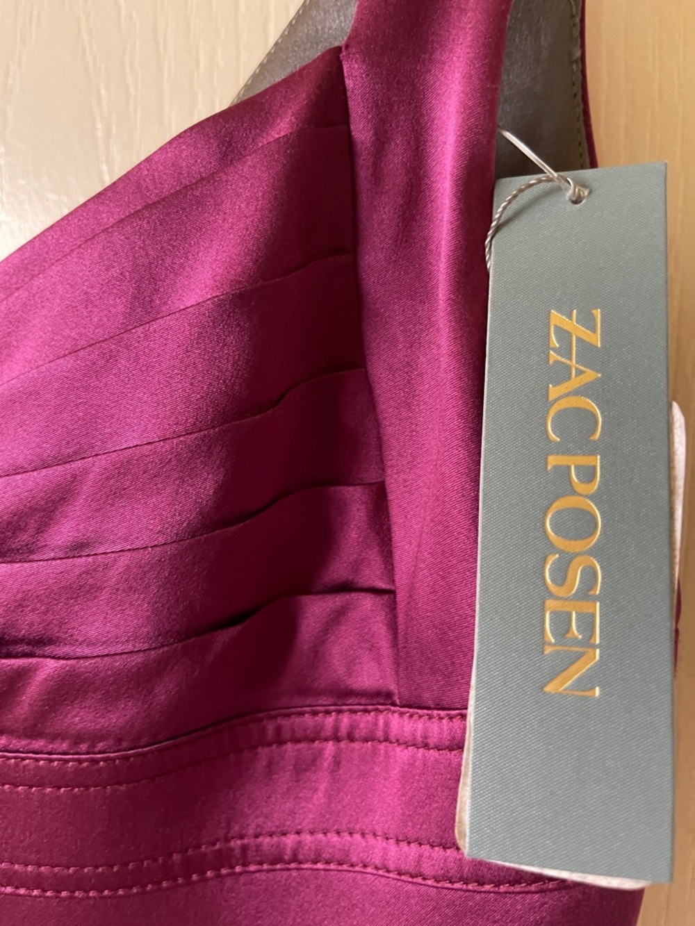 Zac Posen NWT Satin Fit & Flare Dress | Plum | Size Small | Designer - Picture 3 of 3